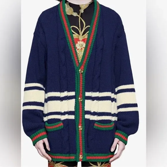 GUCCI Wool Cardigan With Patches - Picture 6 of 9